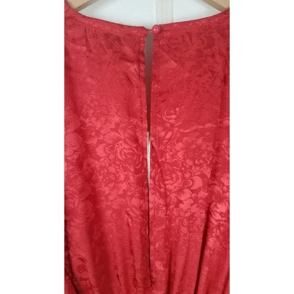 Twisted Wunder London Women's Sz. 8 Tie Front Jumpsuit In Satin Jacquard Red NWT - Picture 8 of 8
